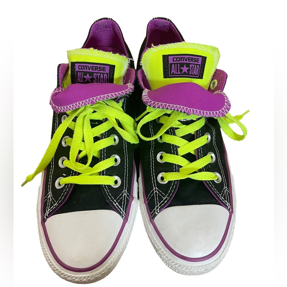 Converse CT All Star Double Tongue 140062F Black Purple Sneakers Women 9/Men 7